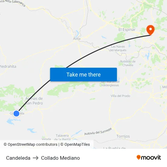 Candeleda to Collado Mediano map
