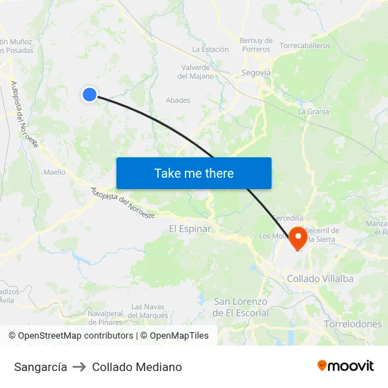 Sangarcía to Collado Mediano map