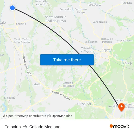 Tolocirio to Collado Mediano map