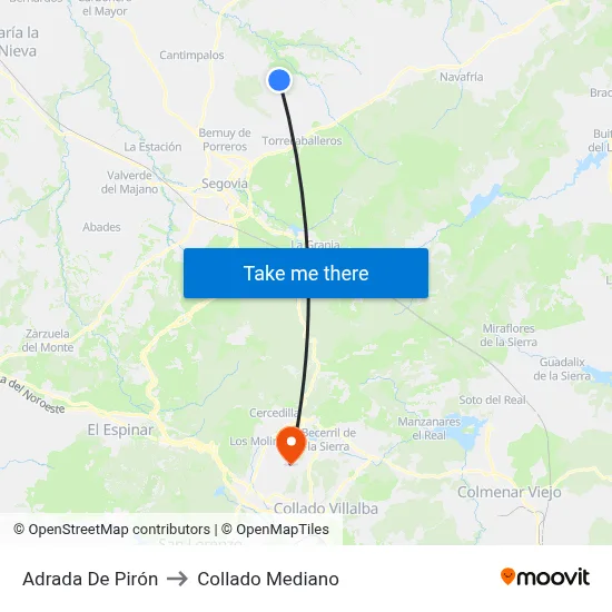 Adrada De Pirón to Collado Mediano map