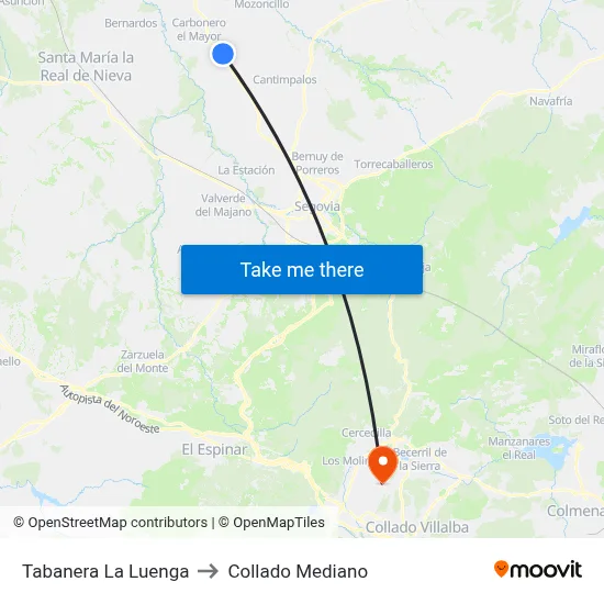 Tabanera La Luenga to Collado Mediano map