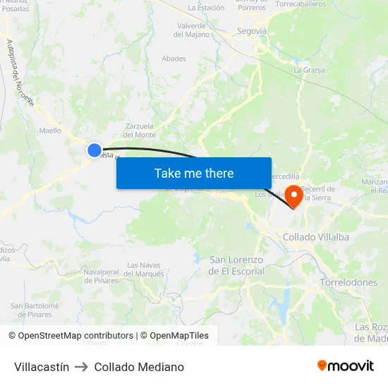 Villacastín to Collado Mediano map
