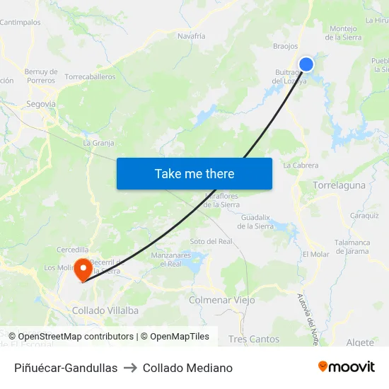 Piñuécar-Gandullas to Collado Mediano map