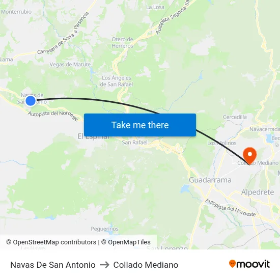 Navas De San Antonio to Collado Mediano map