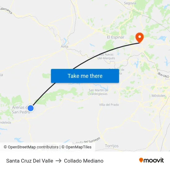 Santa Cruz Del Valle to Collado Mediano map