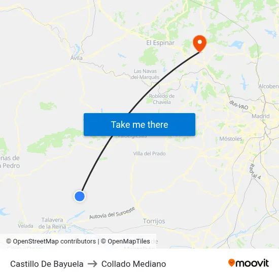 Castillo De Bayuela to Collado Mediano map