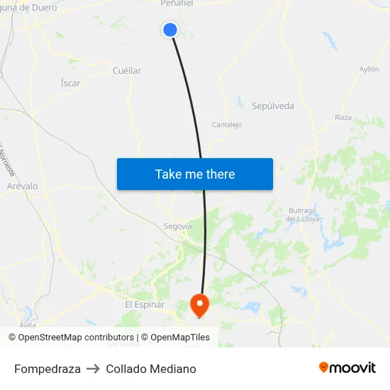 Fompedraza to Collado Mediano map