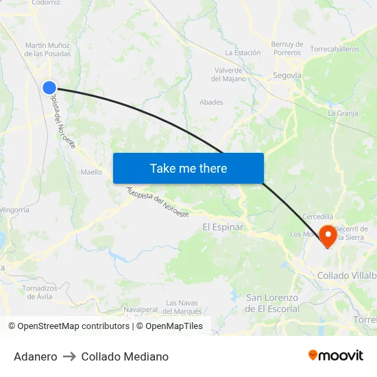 Adanero to Collado Mediano map