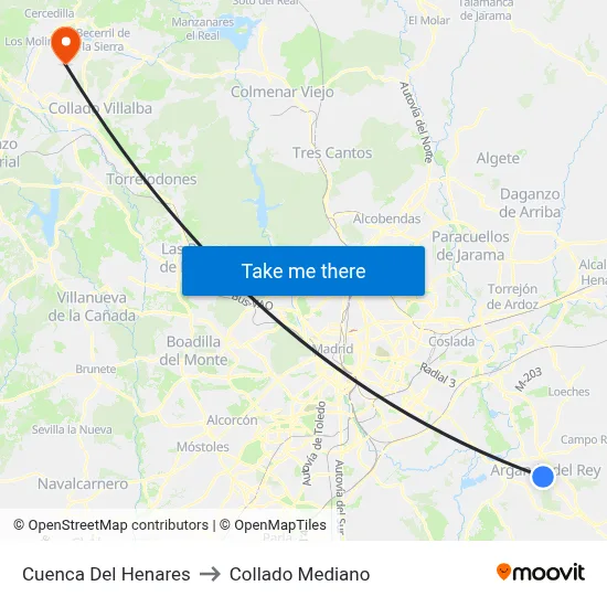 Cuenca Del Henares to Collado Mediano map
