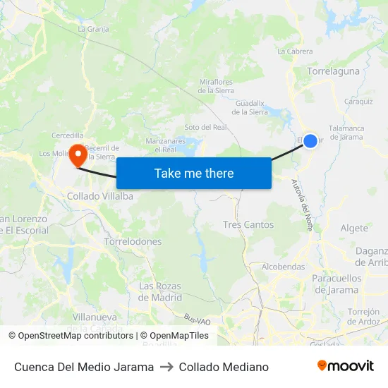Cuenca Del Medio Jarama to Collado Mediano map