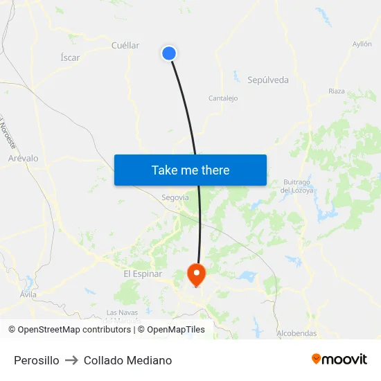 Perosillo to Collado Mediano map
