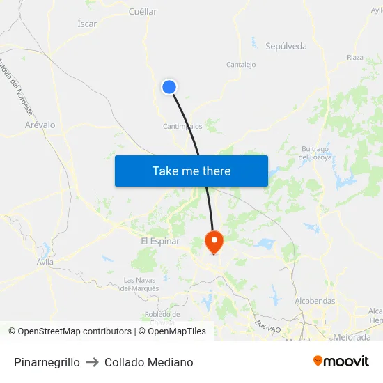 Pinarnegrillo to Collado Mediano map