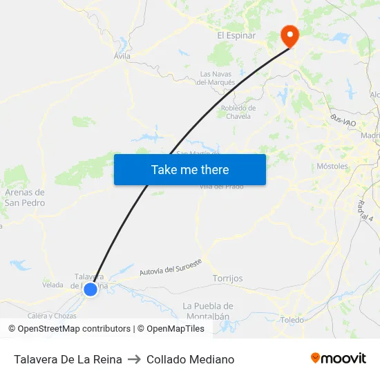 Talavera De La Reina to Collado Mediano map