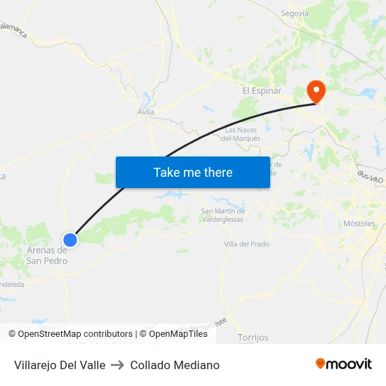 Villarejo Del Valle to Collado Mediano map