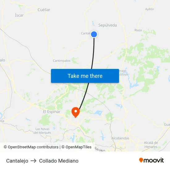 Cantalejo to Collado Mediano map