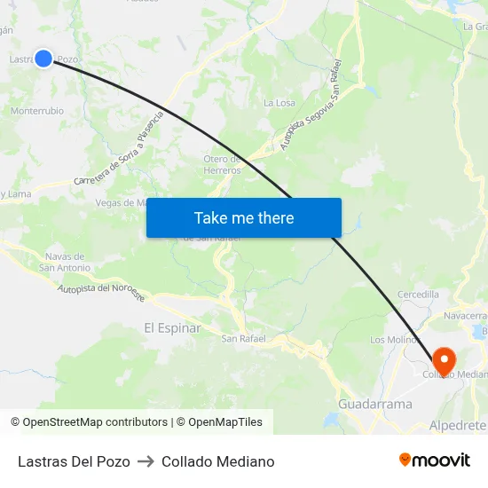 Lastras Del Pozo to Collado Mediano map
