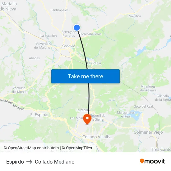 Espirdo to Collado Mediano map