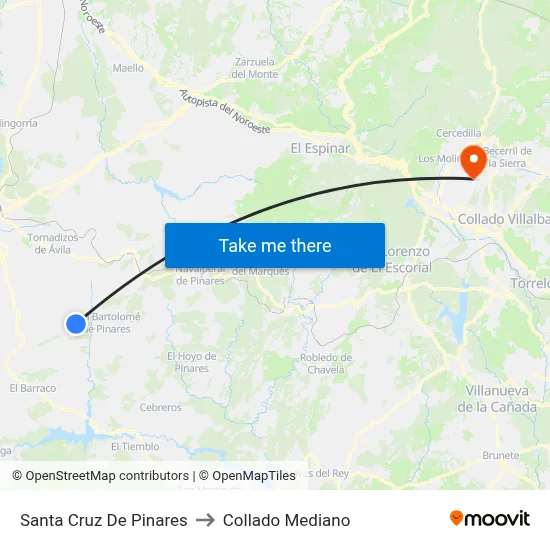 Santa Cruz De Pinares to Collado Mediano map