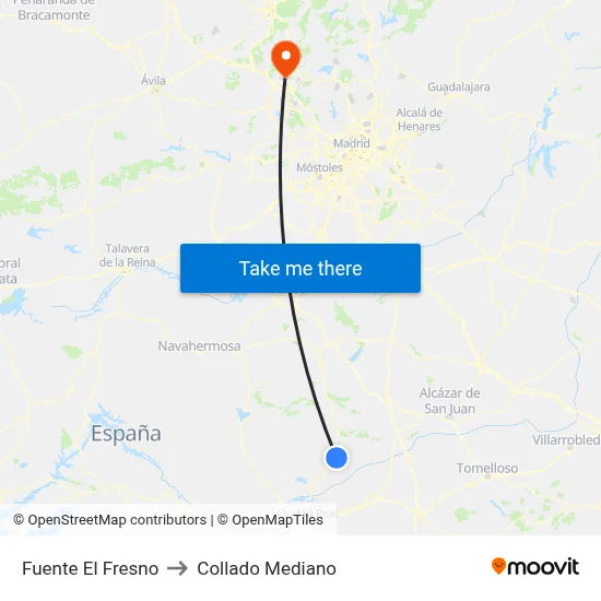Fuente El Fresno to Collado Mediano map