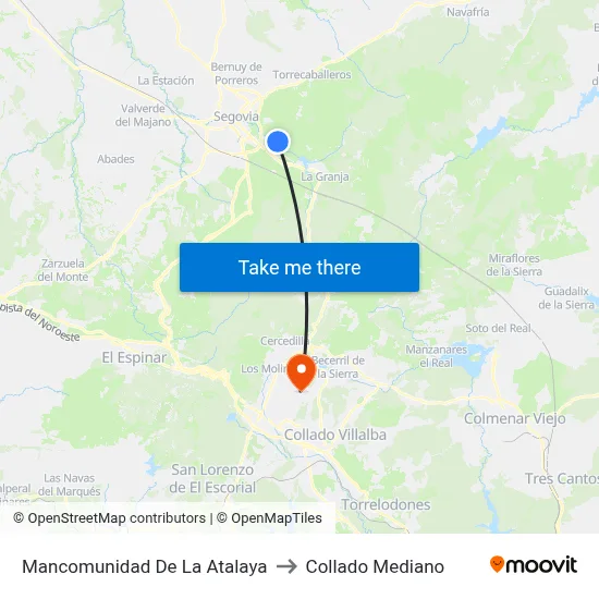 Mancomunidad De La Atalaya to Collado Mediano map