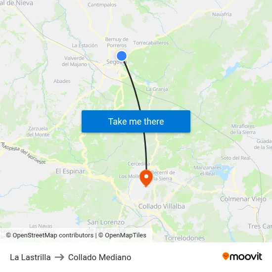 La Lastrilla to Collado Mediano map