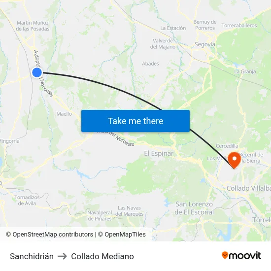 Sanchidrián to Collado Mediano map