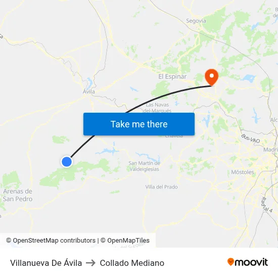 Villanueva De Ávila to Collado Mediano map