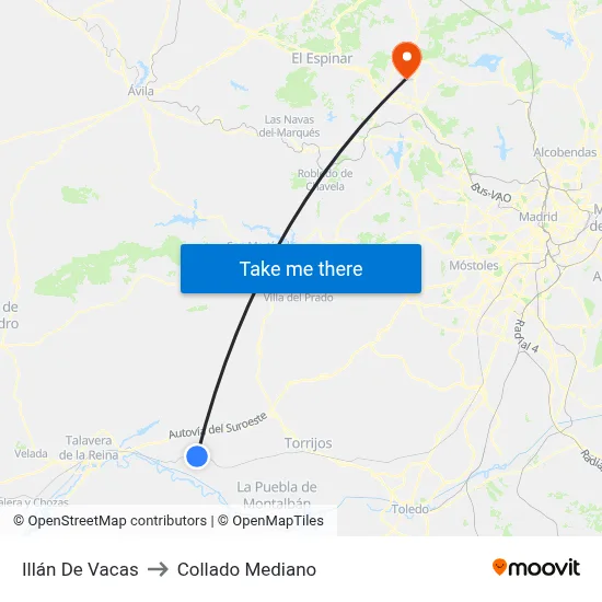 Illán De Vacas to Collado Mediano map