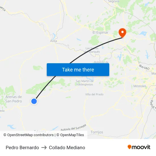Pedro Bernardo to Collado Mediano map