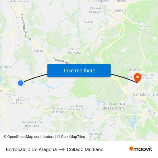 Berrocalejo De Aragona to Collado Mediano map