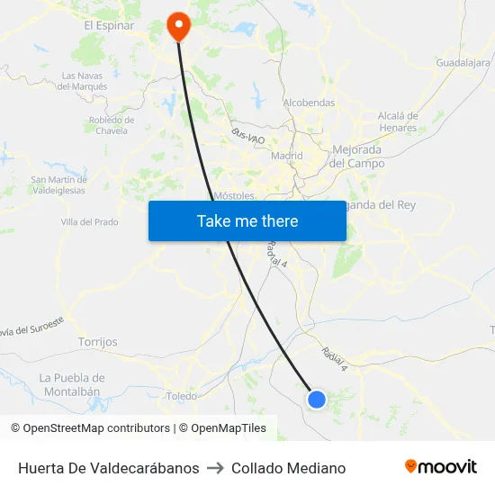 Huerta De Valdecarábanos to Collado Mediano map