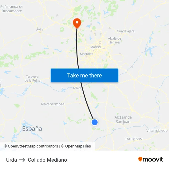 Urda to Collado Mediano map