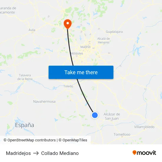 Madridejos to Collado Mediano map