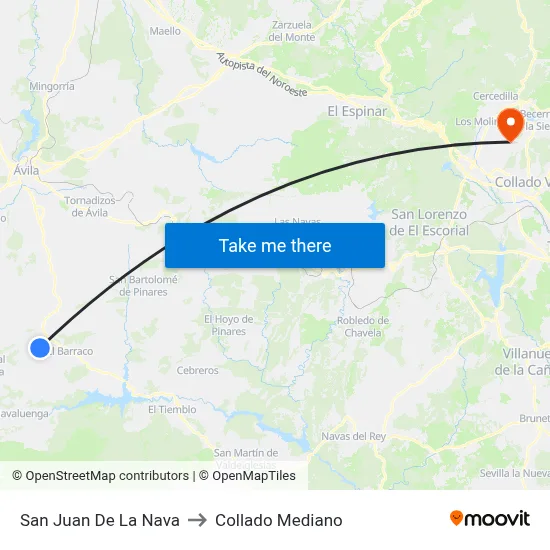 San Juan De La Nava to Collado Mediano map