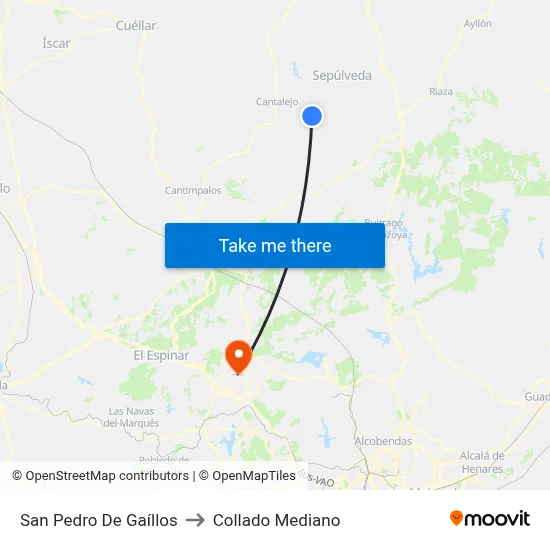 San Pedro De Gaíllos to Collado Mediano map