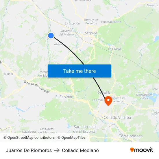 Juarros De Riomoros to Collado Mediano map