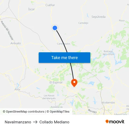 Navalmanzano to Collado Mediano map