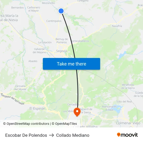 Escobar De Polendos to Collado Mediano map