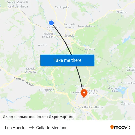 Los Huertos to Collado Mediano map