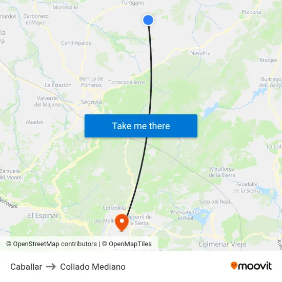 Caballar to Collado Mediano map