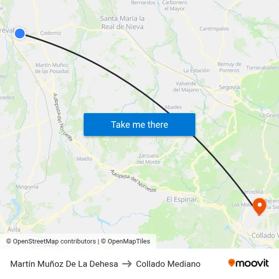 Martín Muñoz De La Dehesa to Collado Mediano map