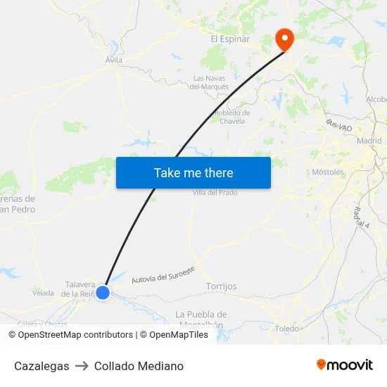 Cazalegas to Collado Mediano map