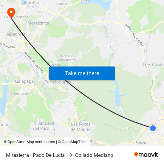 Mirasierra - Paco De Lucía to Collado Mediano map