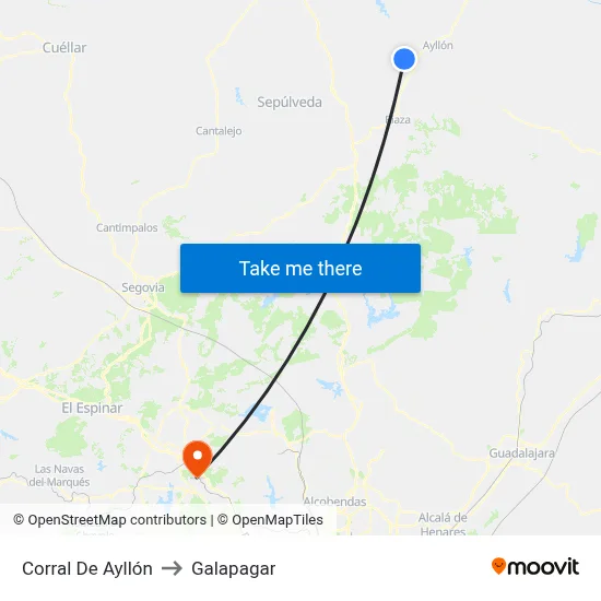 Corral De Ayllón to Galapagar map