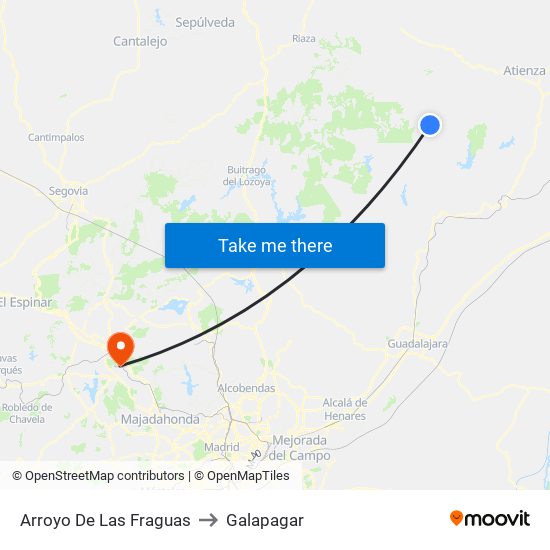 Arroyo De Las Fraguas to Galapagar map