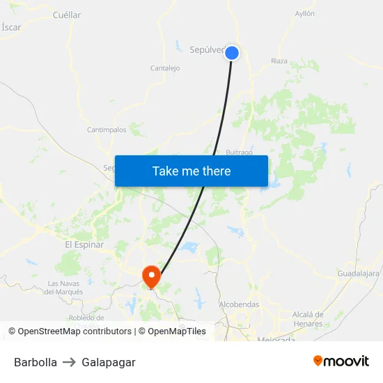 Barbolla to Galapagar map