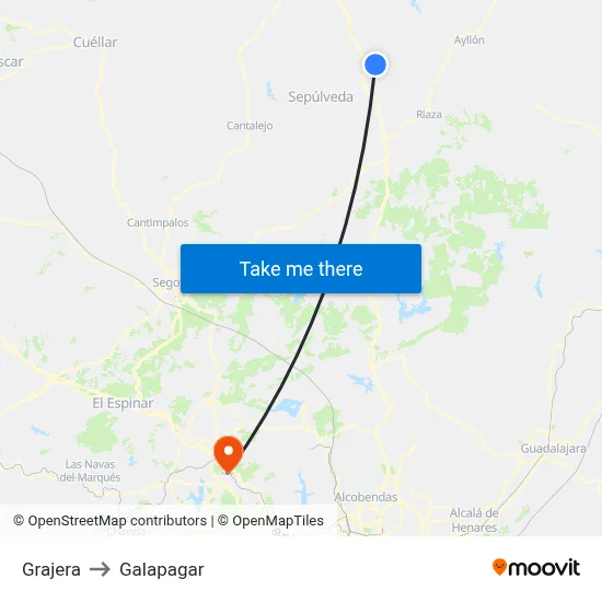 Grajera to Galapagar map
