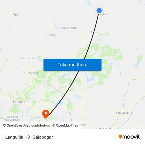 Languilla to Galapagar map