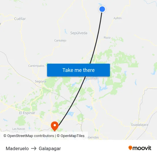 Maderuelo to Galapagar map