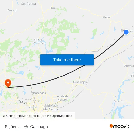 Sigüenza to Galapagar map